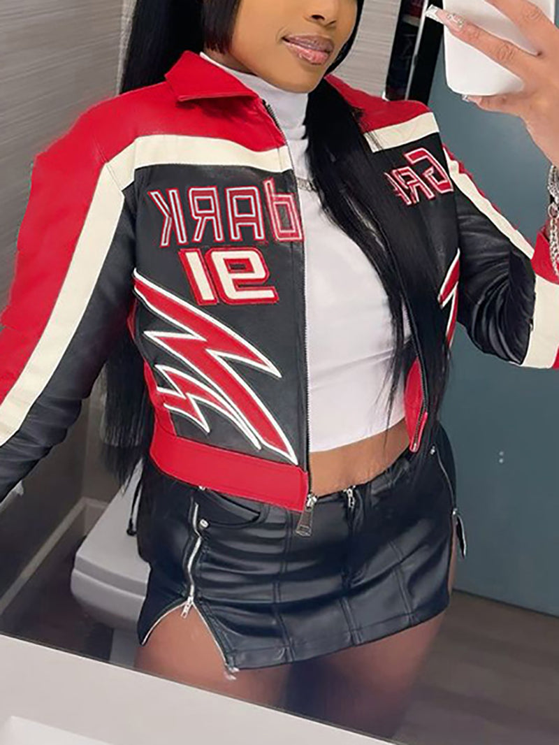 Fashion Sexy PU Long Sleeve Slim Jacket Coat