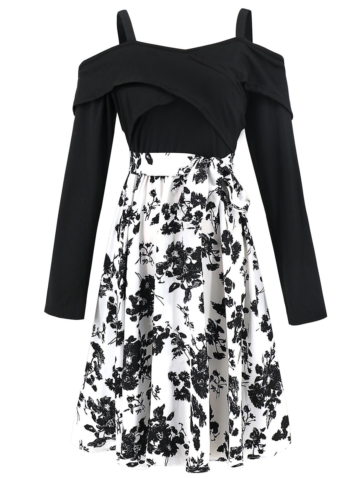 Casual Off Shoulder Floral Print Midi Dress