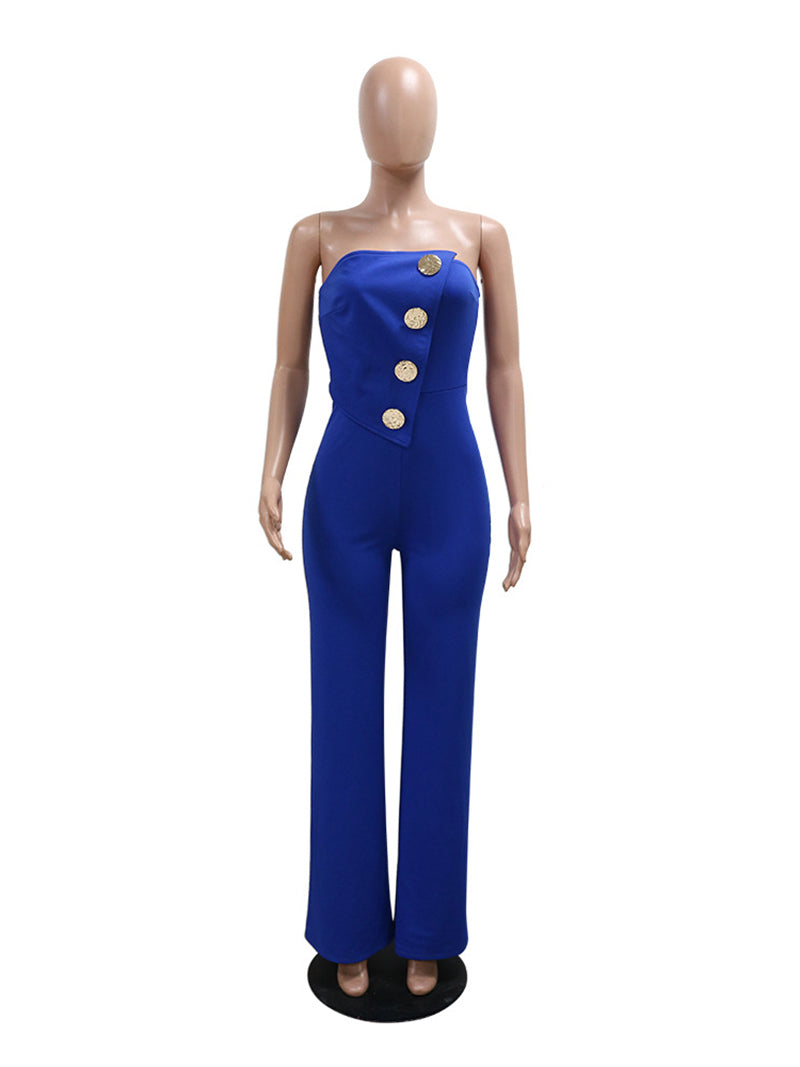 Sexy Irregular Strapless Wide Leg Jumpsuits