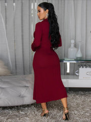 Women's V-Neck Button Front Maxi Dress