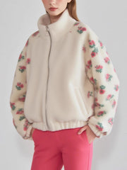 Casual Floral Print Zipper Jacket Coat