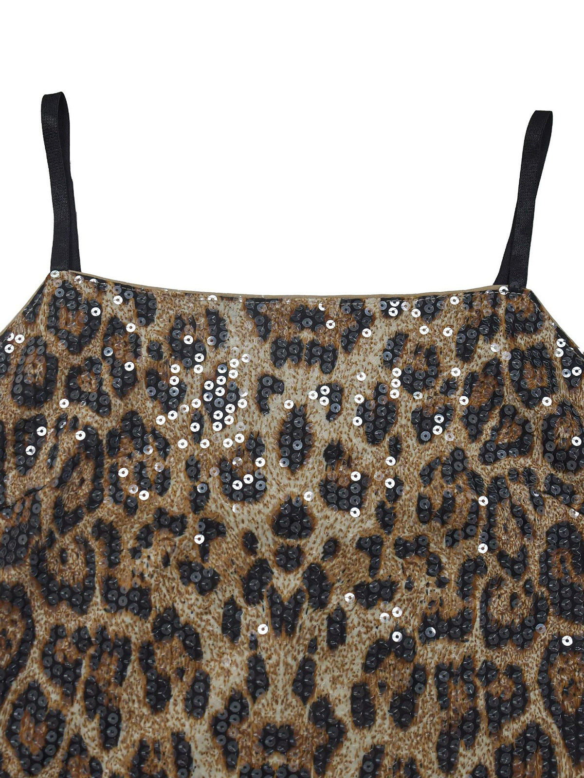 Sexy Leopard Sequin Backless Slip Mini Dress