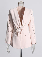 Casual Cutout Small Key Hole Wrap Blazer