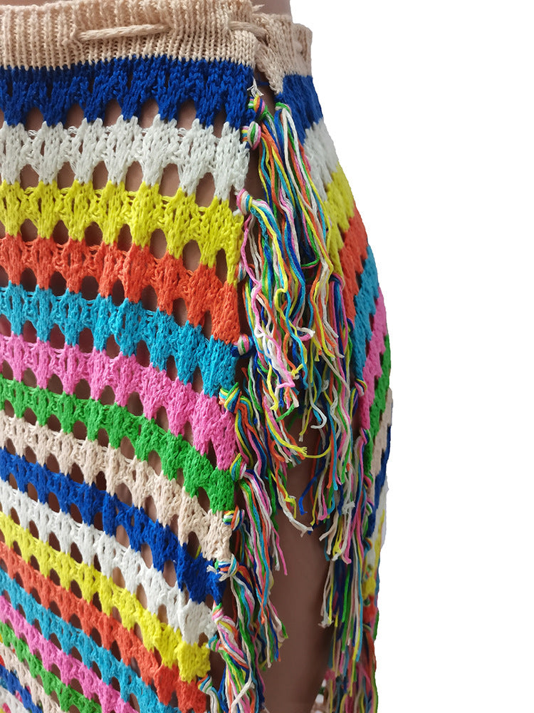 Crochet Knit Tassels Beach Skirt