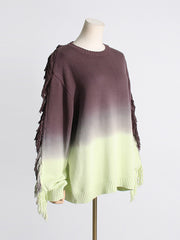 Fashion Tassel Gradient Knitted Pullover Loose Sweaters