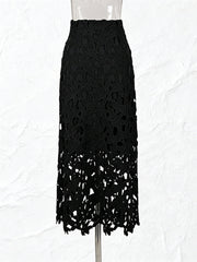 Hollow-Out Minimalist Casual Daily Long Skirt