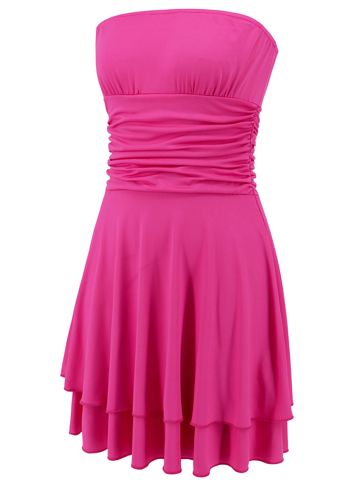 Sexy Strapless Pleated Cake Mini Clubwear Dress