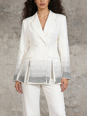 Fashion Rhinestone Appliques Slit Blazer