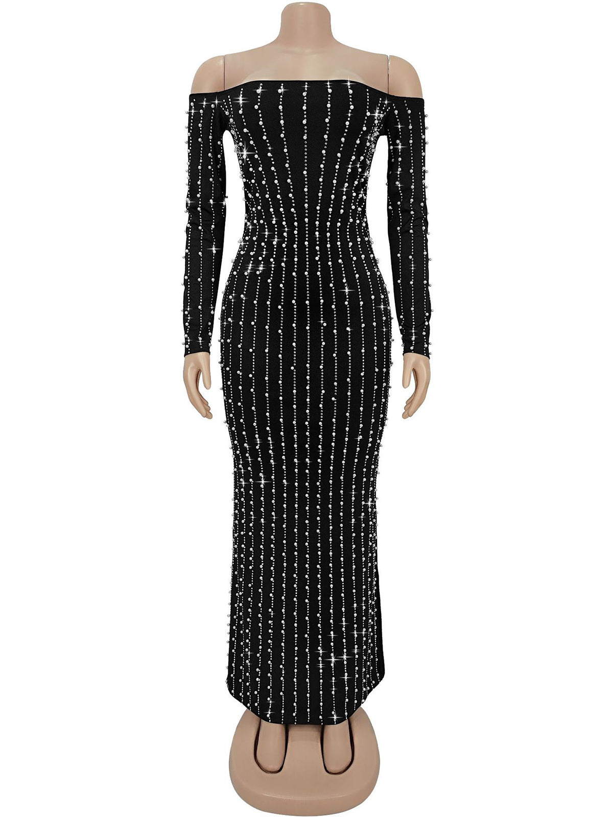 Elegant Rhinestone Off Shoulder Slim Party Dress