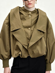 Layered Balloon Sleeve Cropped Jacket-boutique
