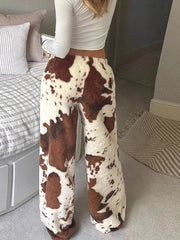 Women's Printed Fleece Wide Leg Pants