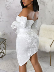 Sexy Strapless Feather Party Club Dress