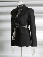 Fashion Irregularity Patchwork Zipper Blazer