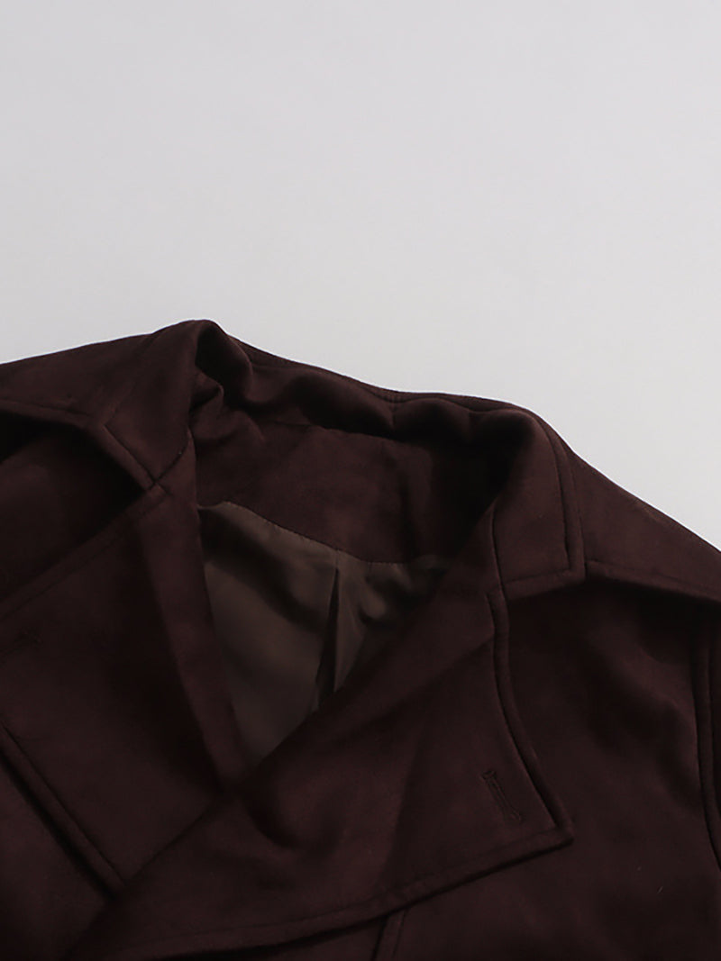 Vintage Lapel Neck Cropped Cinched Waist Jacket