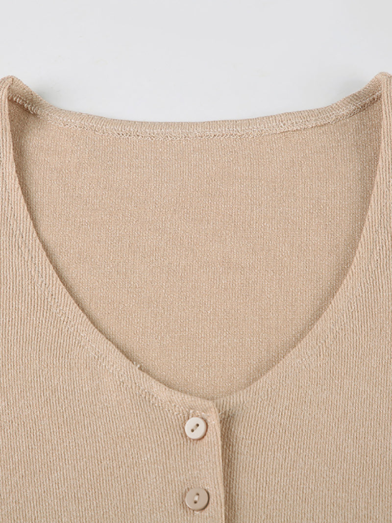 Casual Button Up Knitted Mini Dress