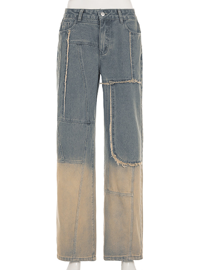 Gradient Color Wash Wide Leg Jeans