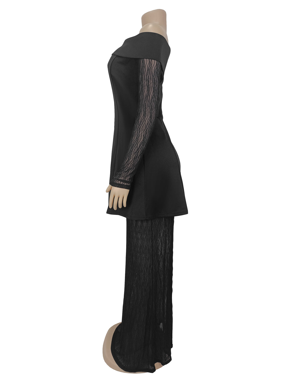 Elegant Off Shoulder Sheer Mesh Skirt Two Piece Set