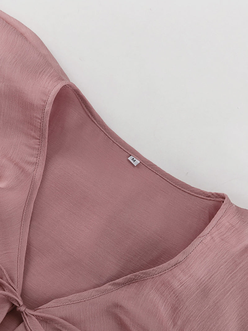 Casual Ruffles Shorts V Neck See Through Sets