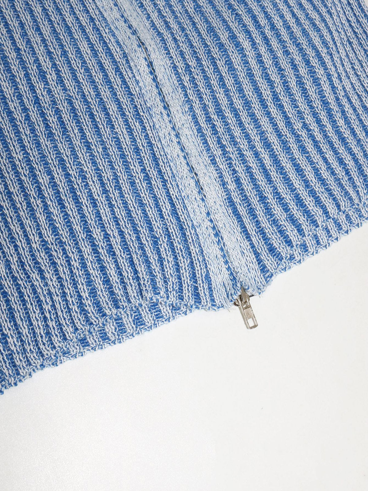 Fashion Stripe Zipper Sweater Coat