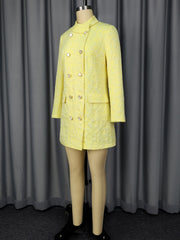 Elegant Double-breasted Jacquard Slim Mini Dress