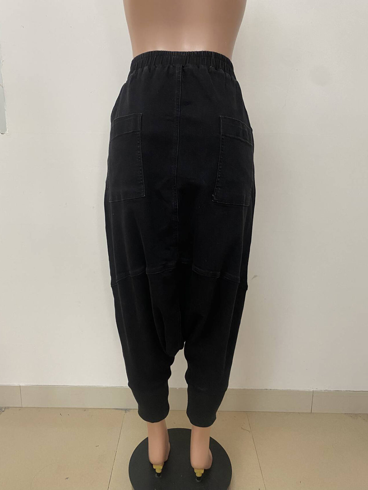 Elastic Waist Reversible Multi-pocket Loose Harem Jeans