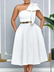 Sexy One Shoulder Bowknot Elegant Party Evening Dress