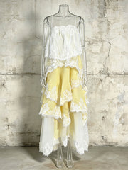 Elegant Spaghetti Strap Lace Maxi Tiered Dress