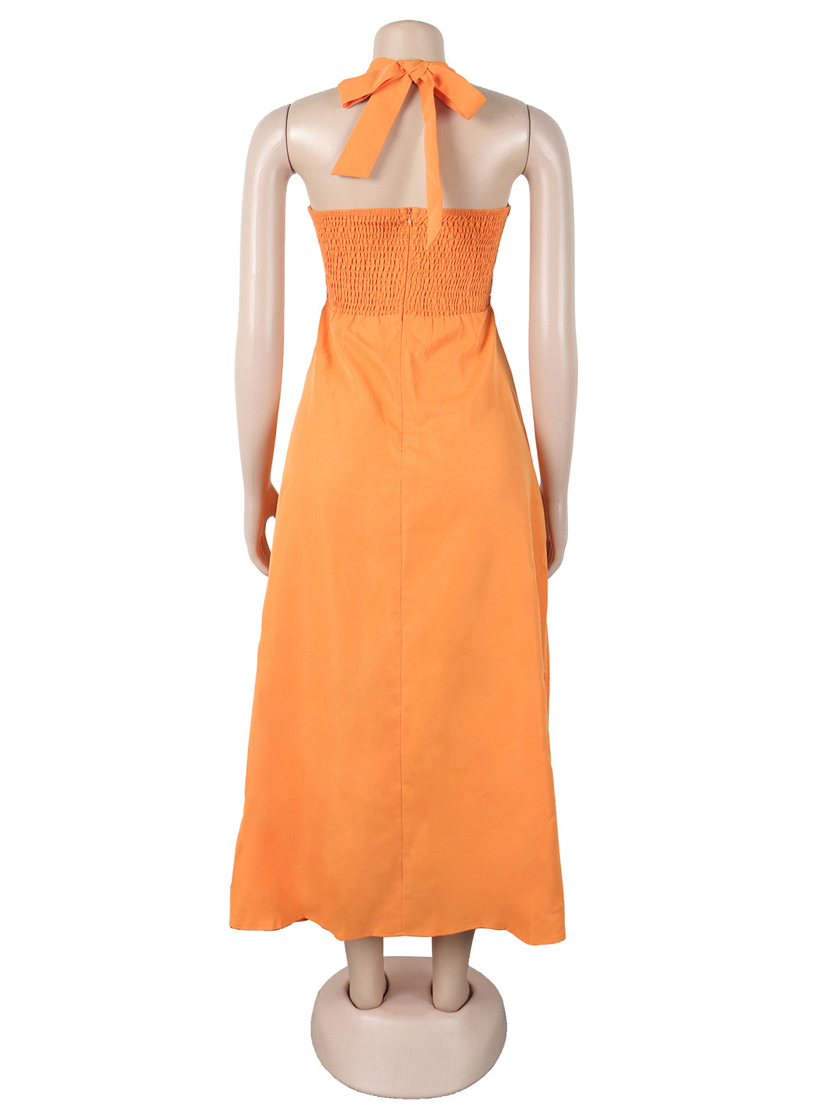 Elegant Knot Halter Lace-Up Hollow out Dress