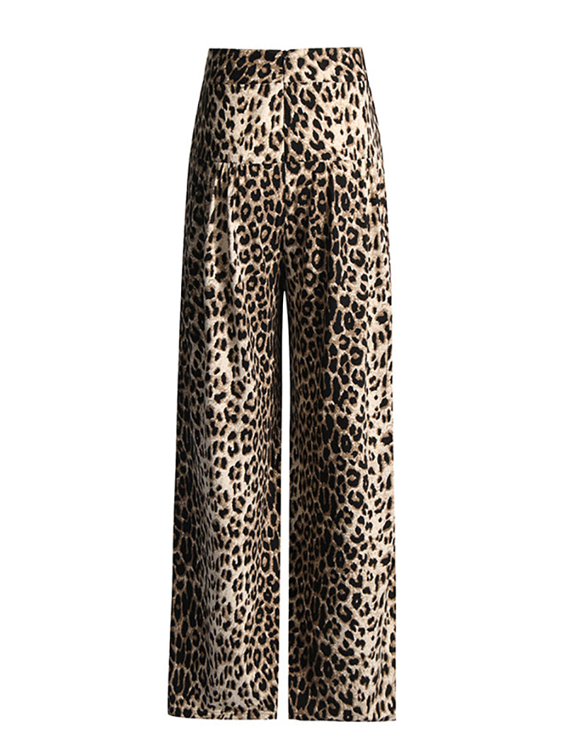 Leopard Print Wide Leg Pants