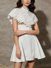Embroidered Lace Cape Waist Slip Dress-boutique