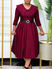 Solid Color Fashion A-Line Dress