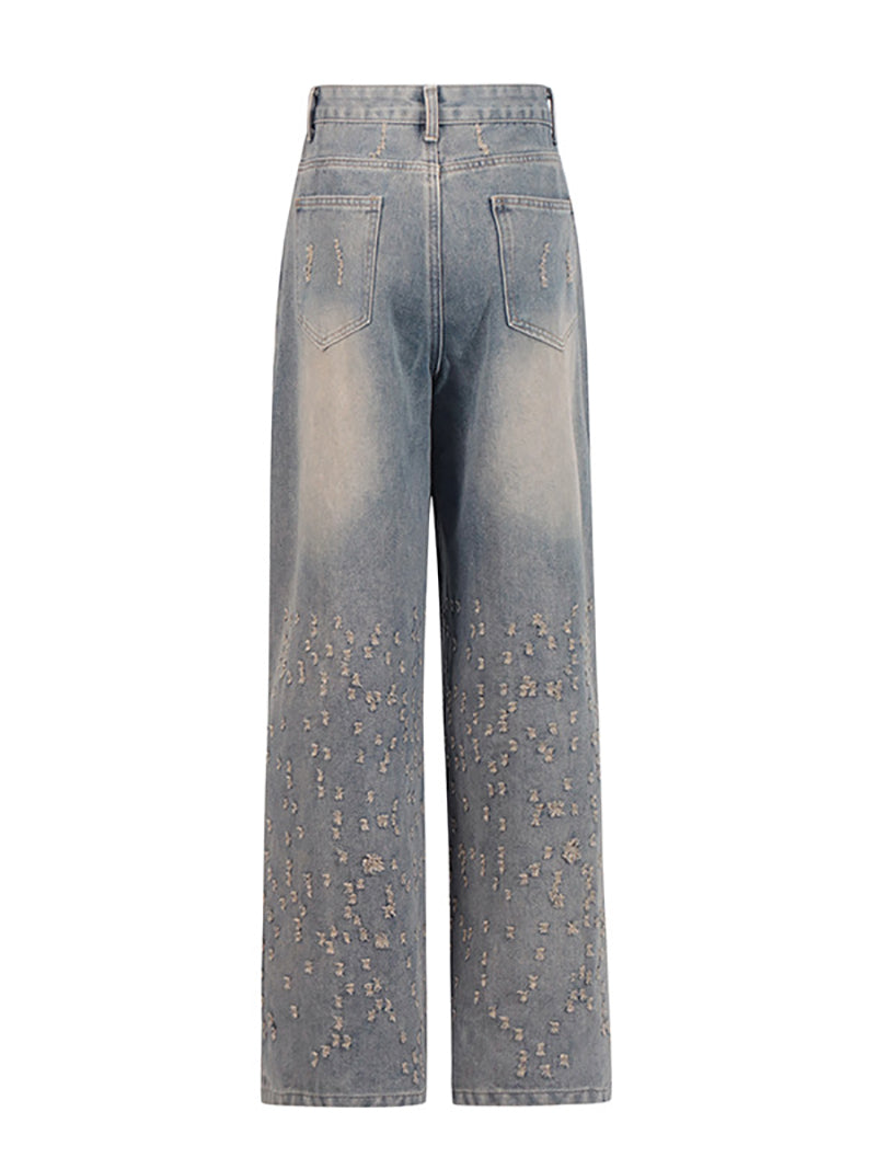 Vintage Wash Straight Loose Jeans