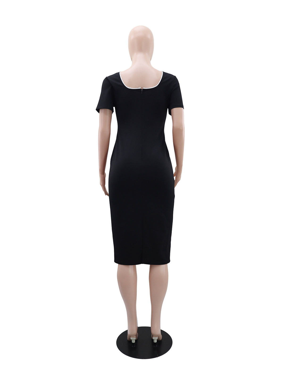 Elegant Round Collar Bodycon Midi Dress
