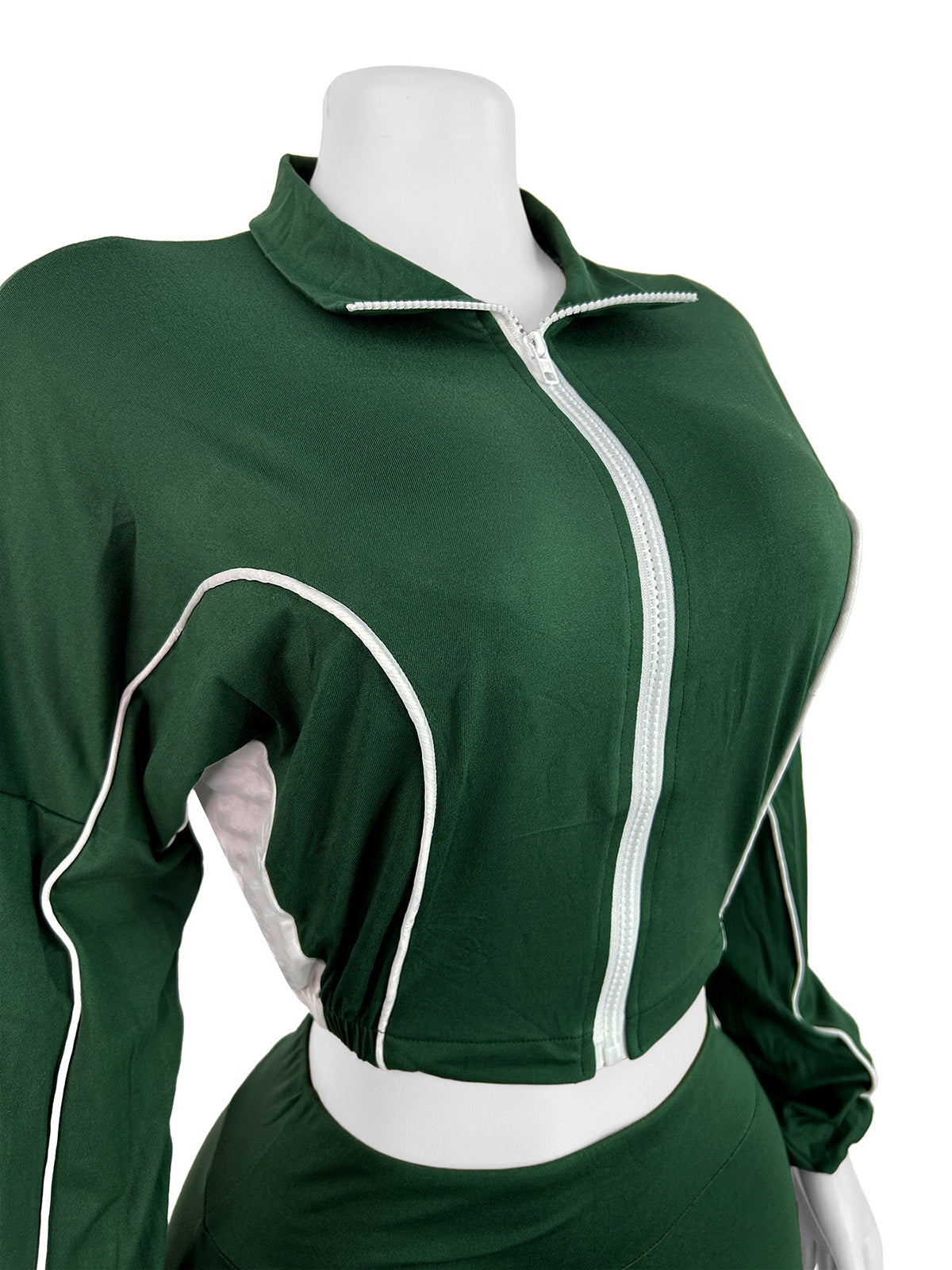 Zipper Cropped Flared Pants Casual Two Piece Sets