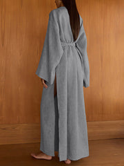 Casual V Neck High Waist Slit Maxi Dress