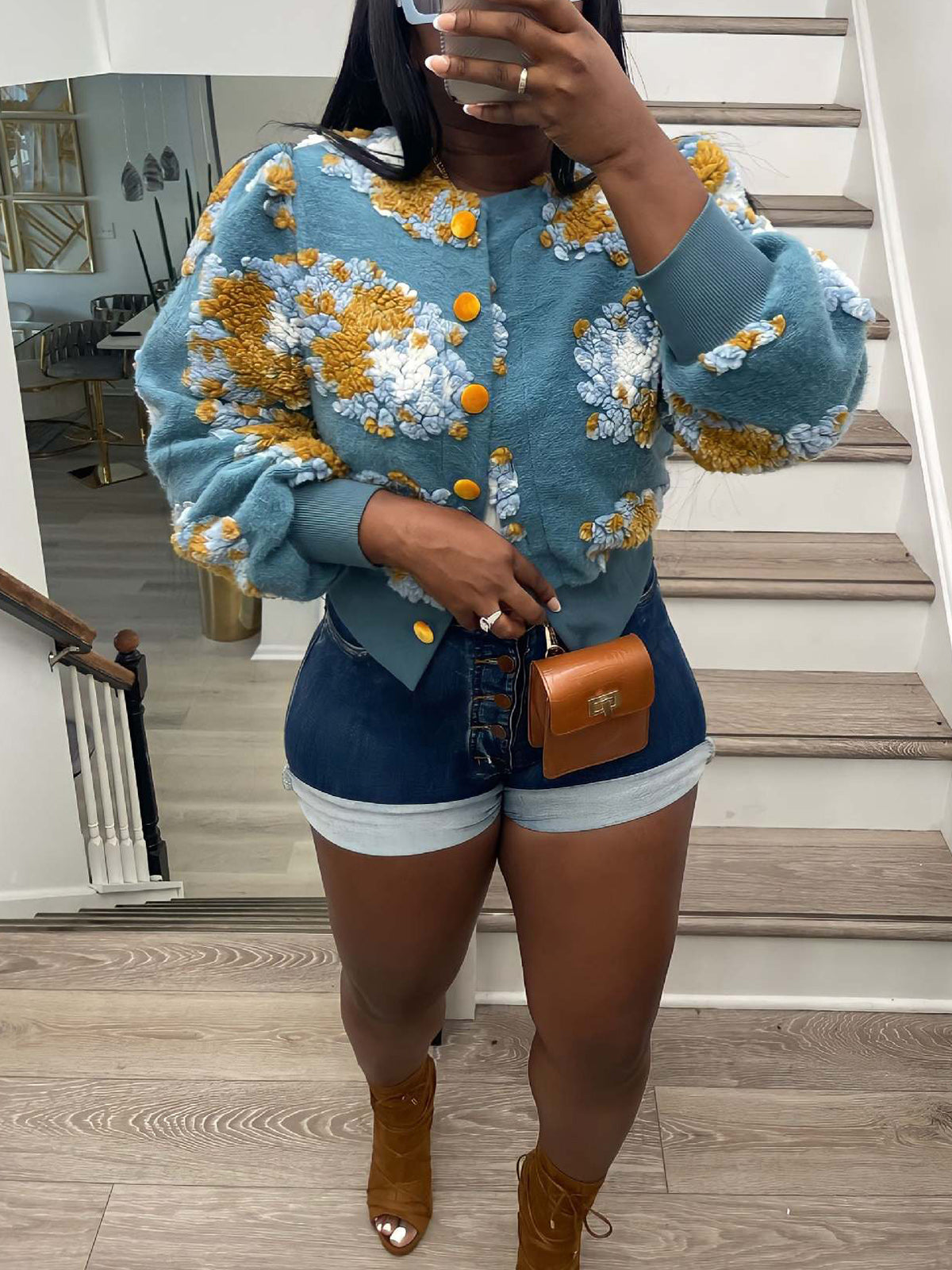 Retro Jacquard Single-breasted Cardigan Coat