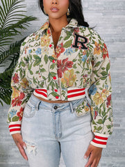 Fashion Floral Embroidery Bomber Jacket