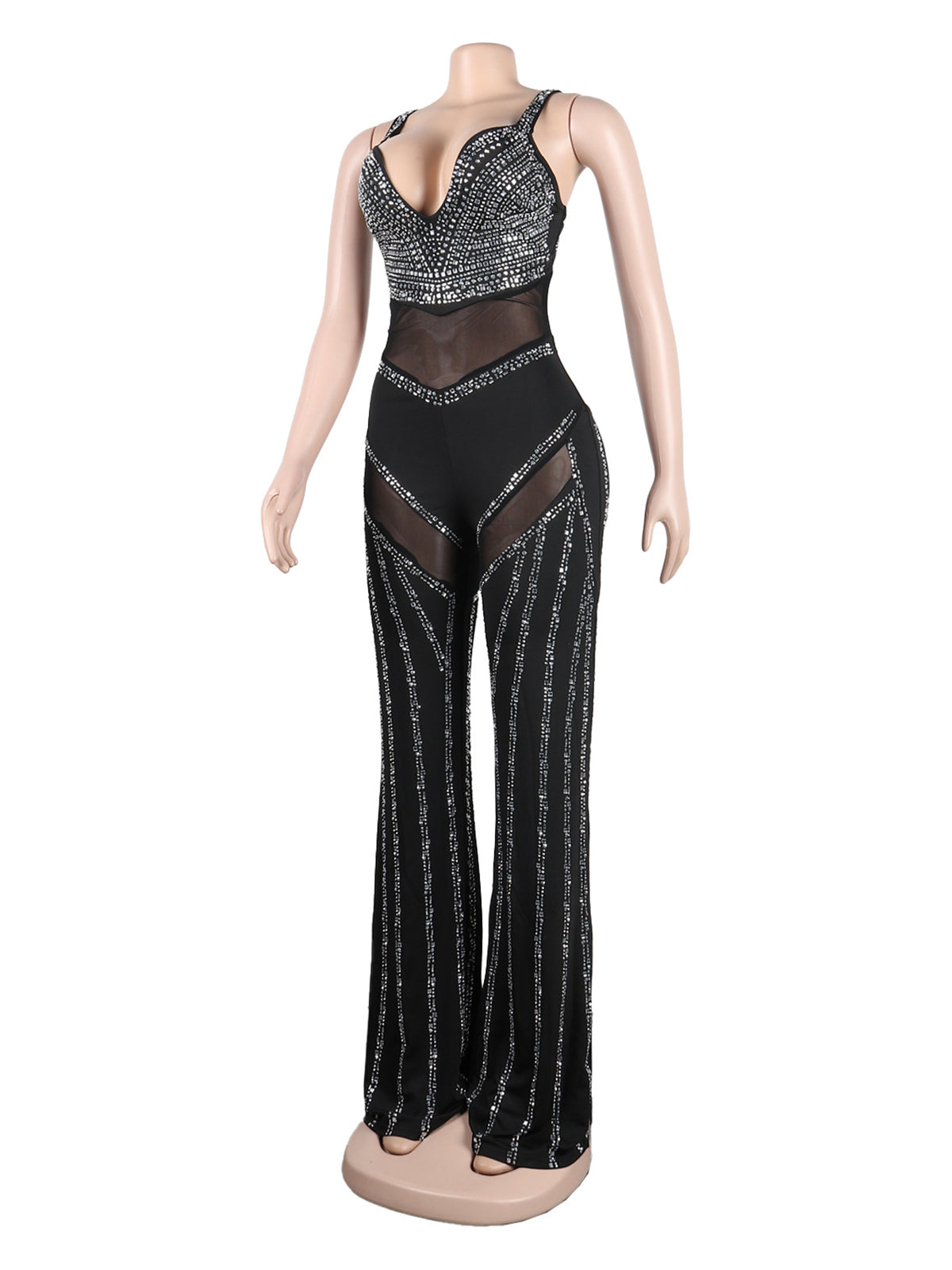 Sexy Deep V See Through Skinny Jumpsuit