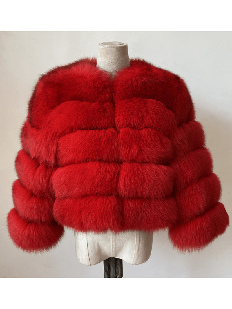 Classy Cropped Faux Fur Warm Jacket Coat