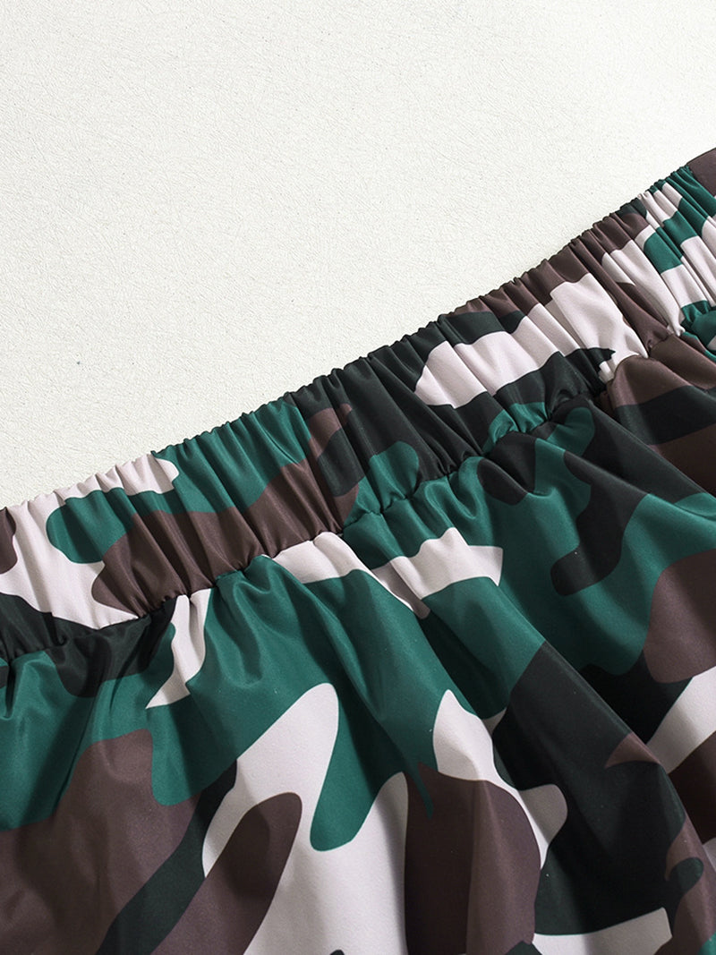 Fashion Camo Bubble Hem Mini Skirt