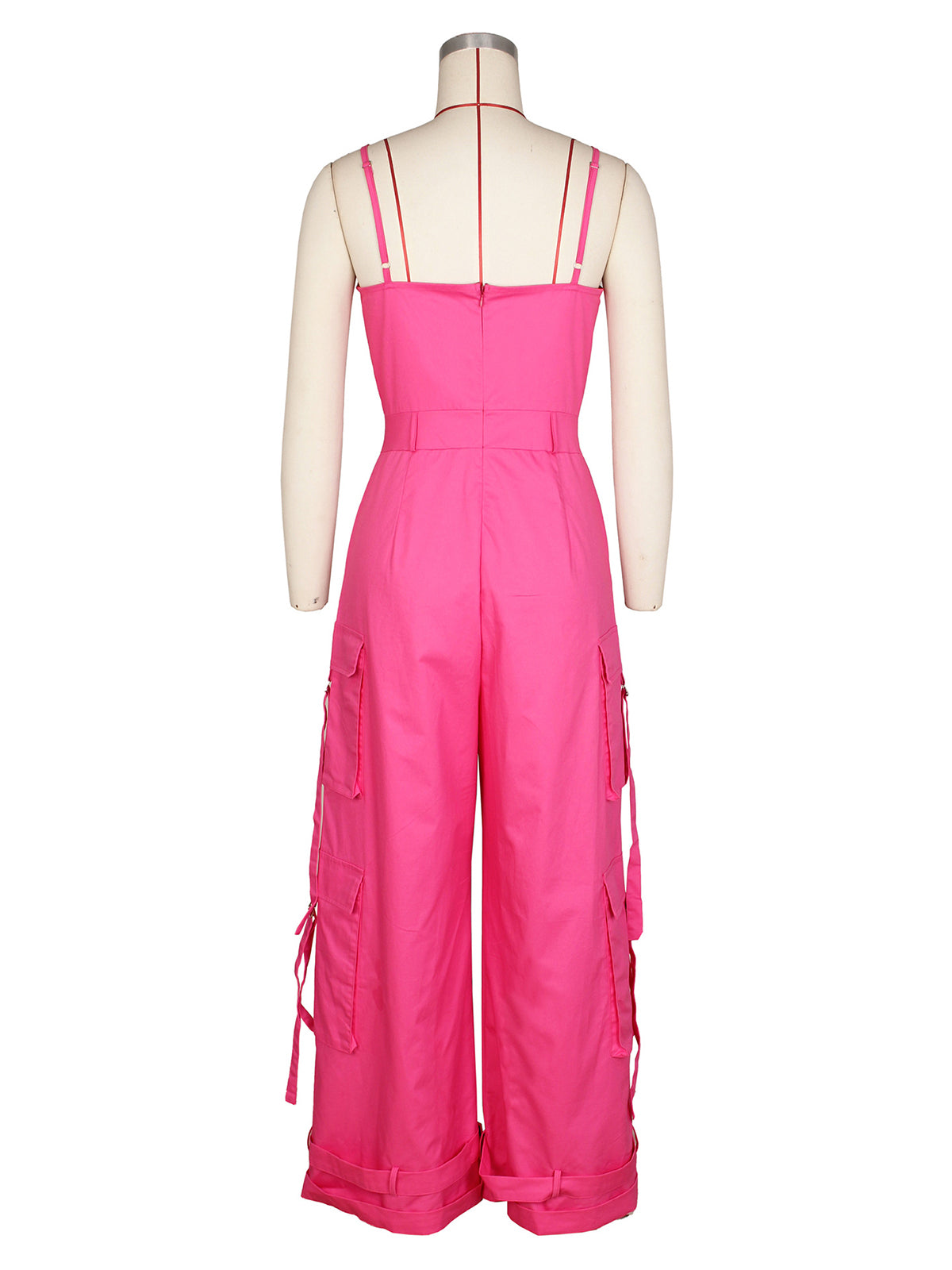 Sexy Suspender Wide Leg Cargo Jumpsuit