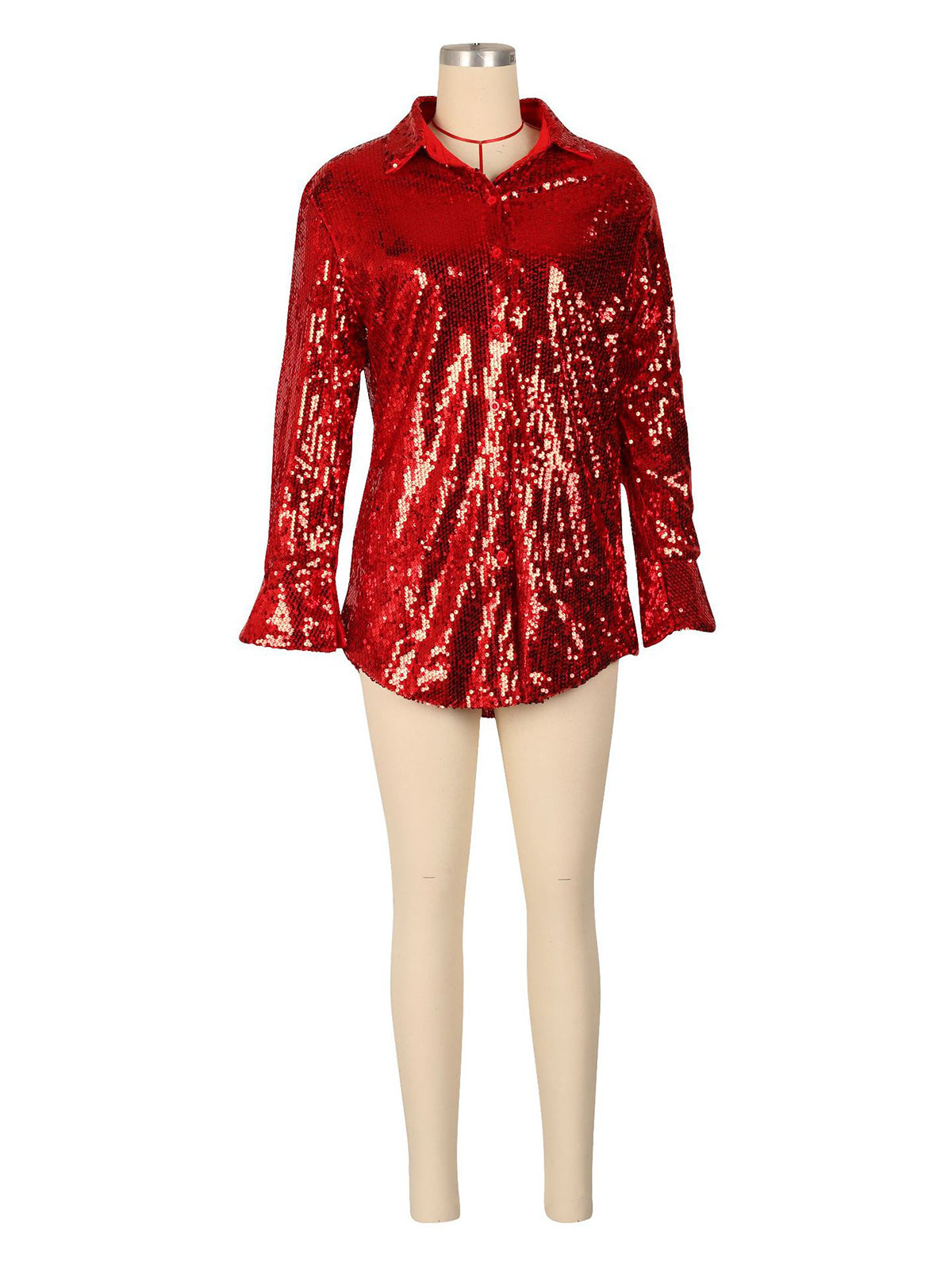 Casual Button Up Sequin Shirt Jacket