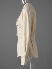 Asymmetric Cinched Waist Blouse
