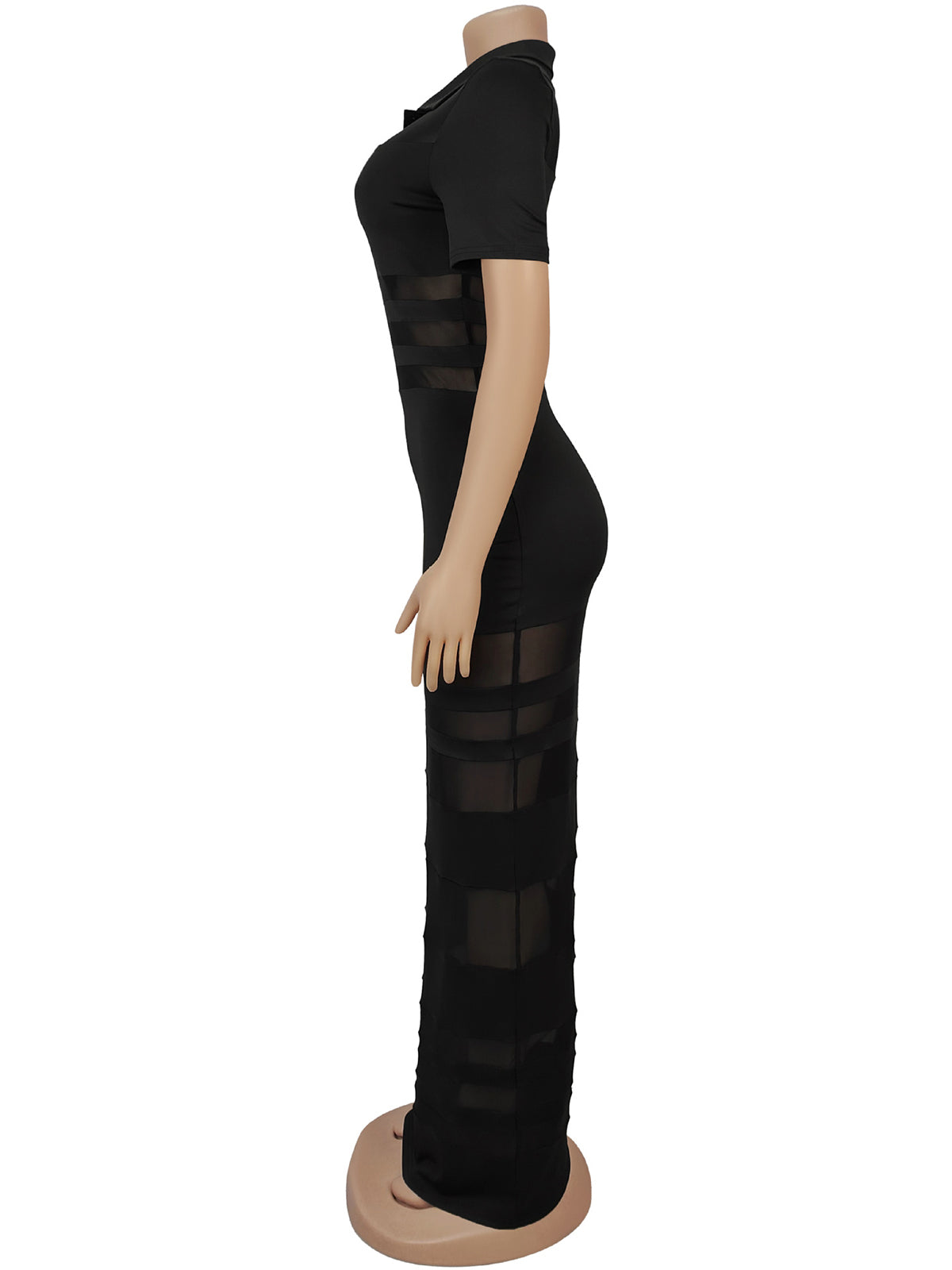 Sexy See-Through Striped Sheer Party Club Maxi Dress