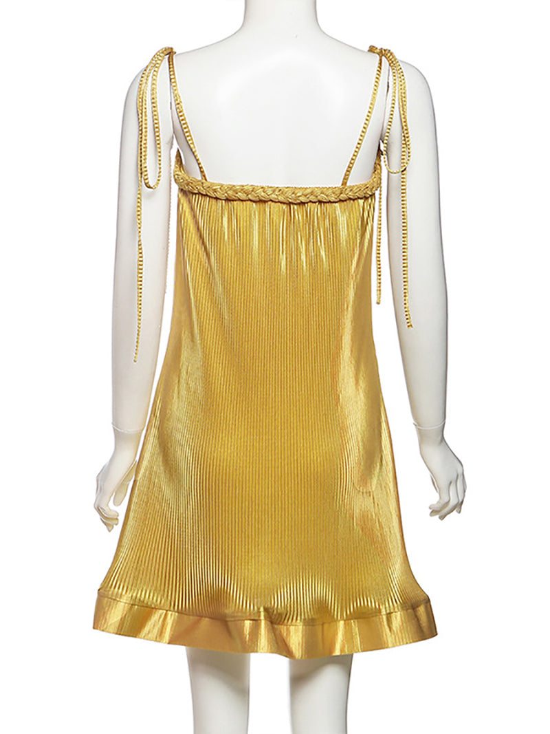 Sexy Strap Curly Hem Loose Mini Dress
