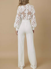 Elegant Jacquard See through Jumpsuit