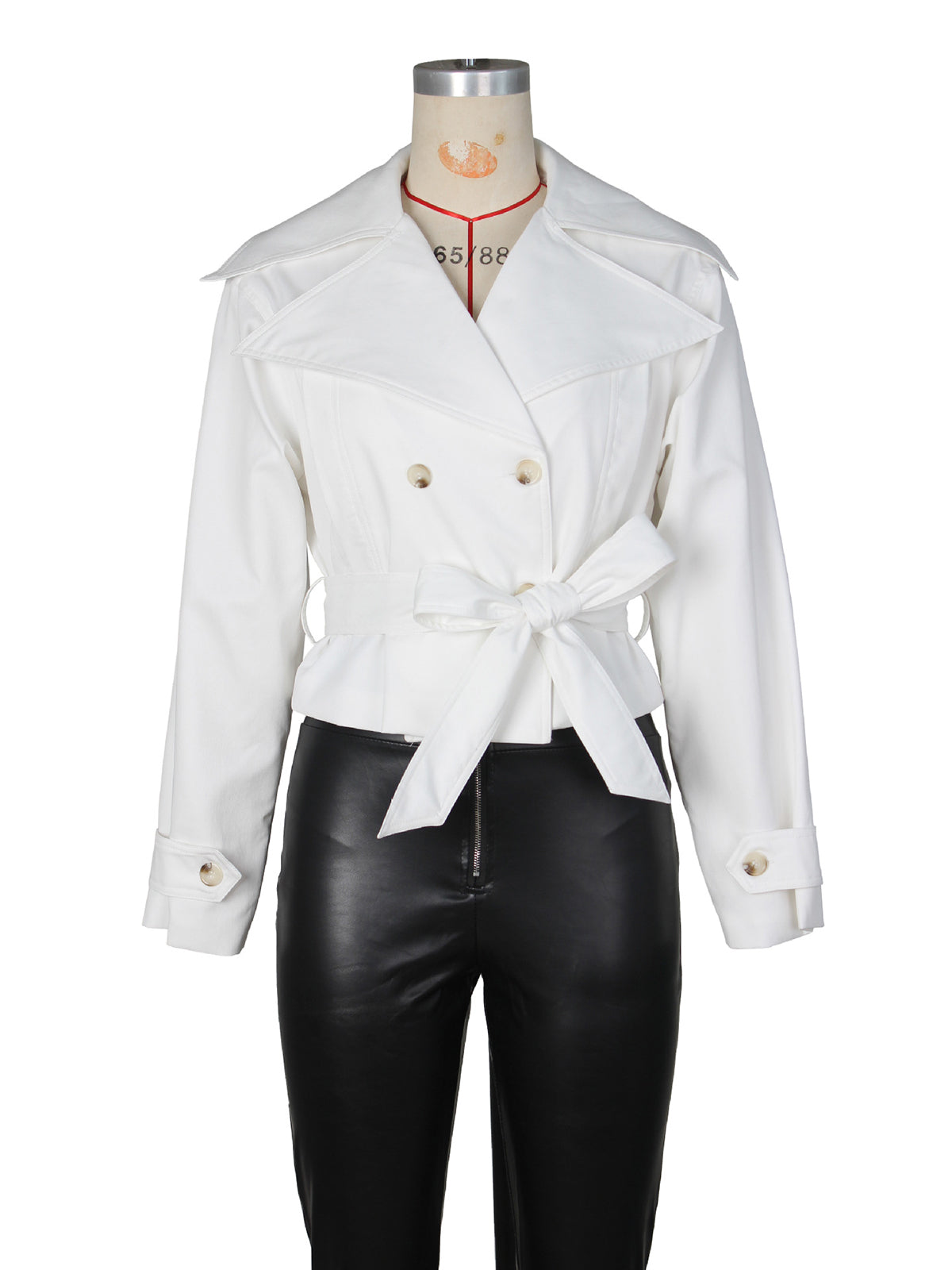 Fashion Double-breasted Lace-up Cropped Trench Coat