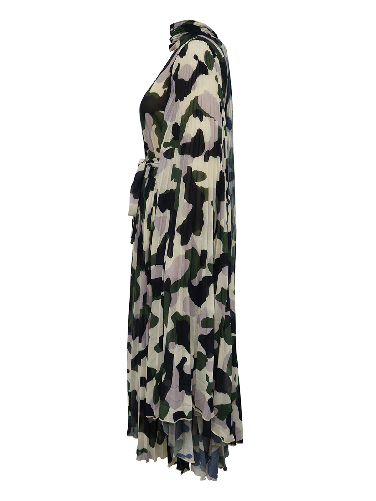 Casual Camouflage Print O Neck Long Dress
