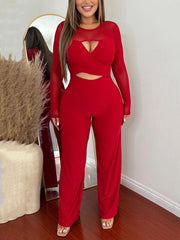 Sexy Hollow out Elastic Wide Leg Jumpsuit