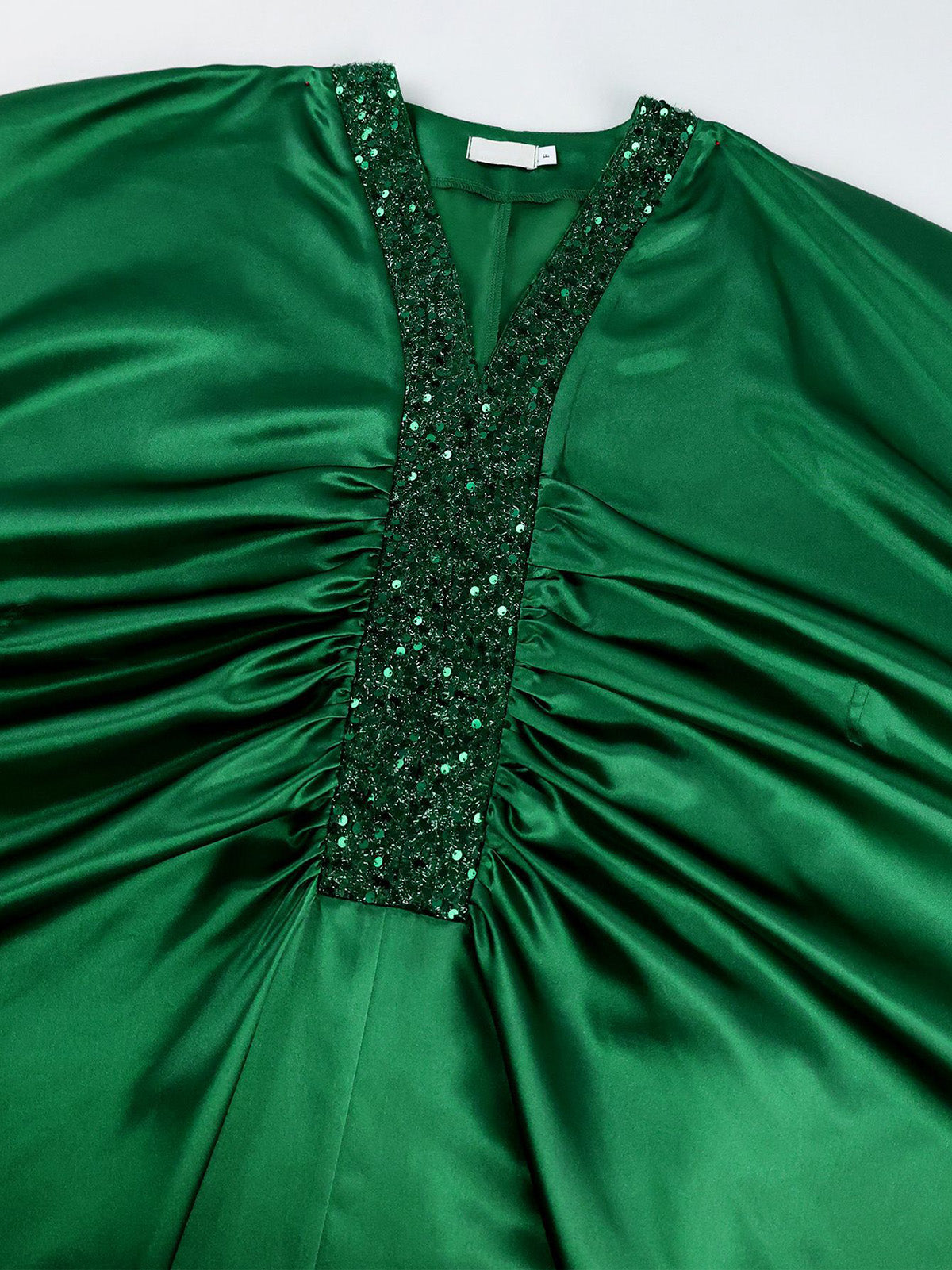 V Neck Sequin Batwing Sleeve Elegant Dress